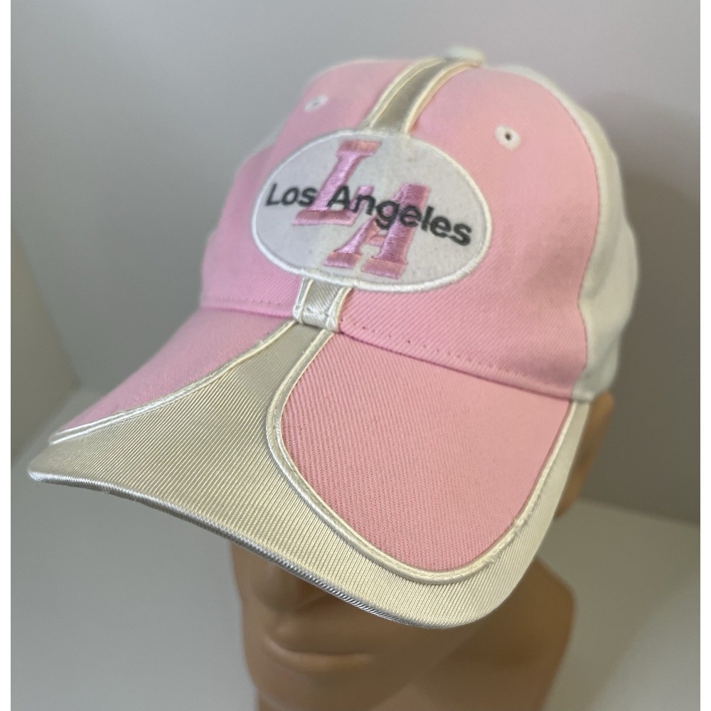 Los Angeles Hat Cap USA Pink White California LA Adjustable Strap Baseball Cap